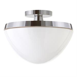henn&hart polished nickel semi flush mount ceiling light with white milk glass