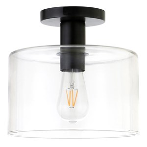 Henn&Hart 10&quot Matte Black Metal/Glass Semi Flush Mount
