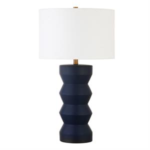 Henn&Hart 15&quot Matte Navy Ceramic/Fabric Table Lamp