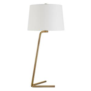 Henn&Hart 13&quot Brushed Brass Finish Metal/Fabric Table Lamp