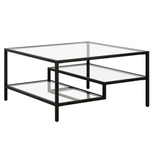henn&hart blackened square coffee table with glass top