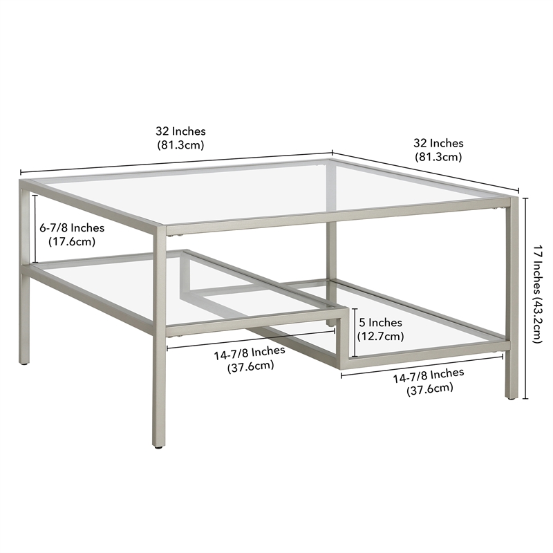 Henn&Hart Satin Nickel Square Coffee Table