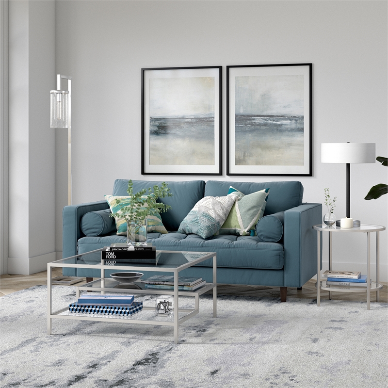 Henn&Hart Satin Nickel Square Coffee Table