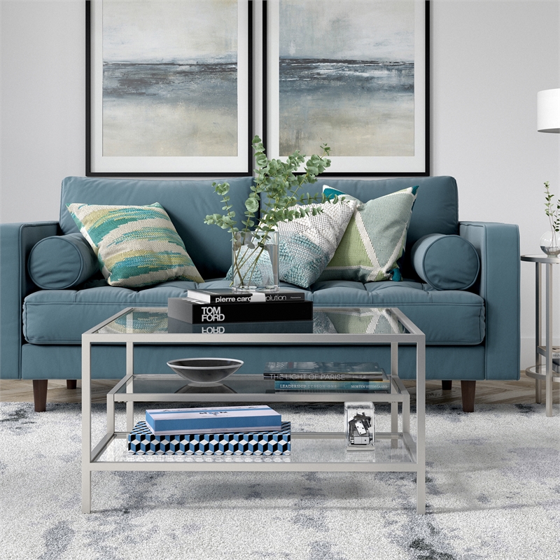 Henn&Hart Satin Nickel Square Coffee Table
