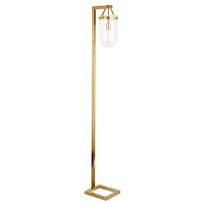 Henn&Hart 10&quot Brass Finish Metal/Glass Floor Lamp