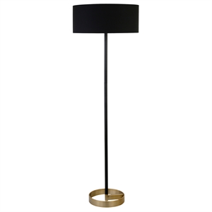 henn&hart two-tone matte black and brass finish floor lamp with black shade