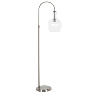 henn&hart brushed nickel arc floor lamp with clear glass shade
