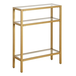 Henn&Hart 22&quot Brass Finish Metal/Glass Console Table