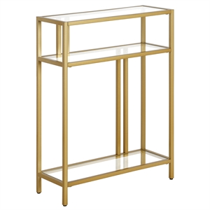 Henn&Hart 22&quot Brass Finish Metal/Glass Console Table