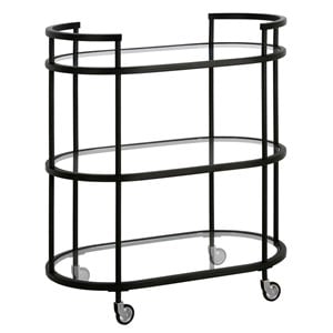Henn&Hart 30&quot Blackened Bronze Metal/Glass Bar Cart