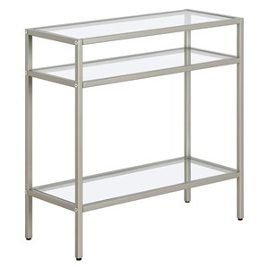 Henn&Hart 24&quot Satin Nickel Metal/Glass Side Table