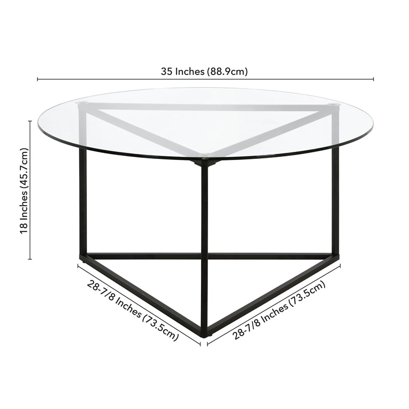 Henn&Hart Black Bronze Round Coffee Table with Glass Top