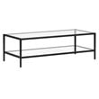 Henn&Hart 54 in. Black Bronze Coffee Table with Clear Glass Shelf