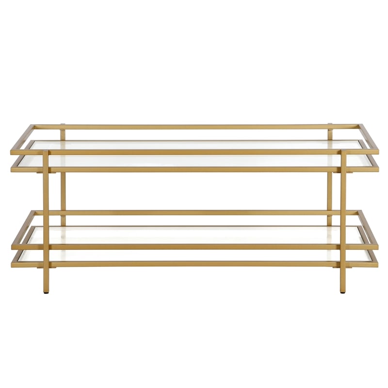 Henn&Hart 45 in. Brass Finish Coffee Table