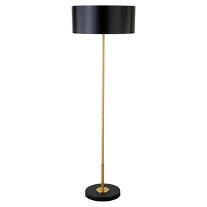 henn&hart 2-tone brass and blackened bronze floor lamp with metal shade