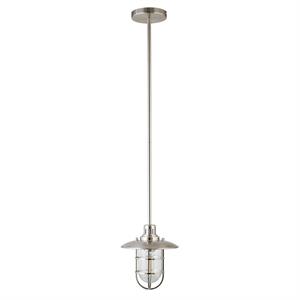 Henn&Hart 8&quot Brushed Nickel Finish Metal/Glass Pendant