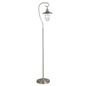 Henn&Hart 13&quot Brushed Nickel Finish Metal/Glass Floor Lamp