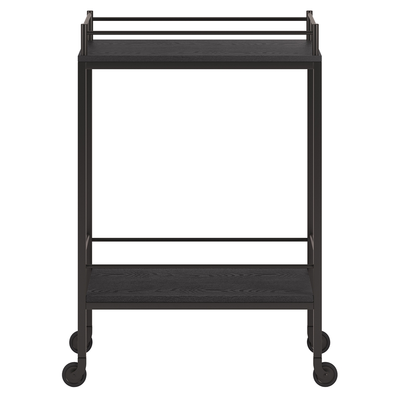 Henn&Hart 23" Black Grain Metal Bar Cart - Thumbnail 3