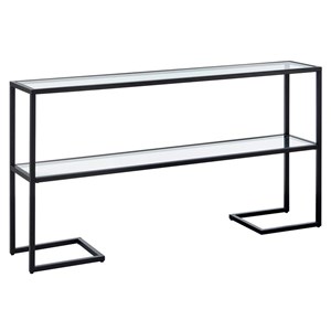 Henn&Hart 55&quot Blackened Bronze Metal/Glass Console Table