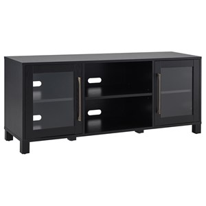 Henn&Hart 58&quot Black Grain/Glass TV Stand