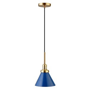 Henn&Hart 8&quot Blue/Brass Metal Pendant
