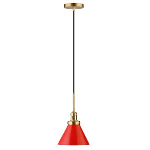Henn&Hart 8&quot Poppy Red/Brass Metal Pendant
