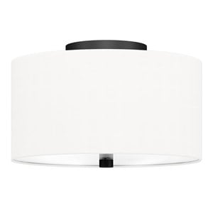 Henn&Hart 12&quot Matte Black Metal/Fabric Semi Flush Mount