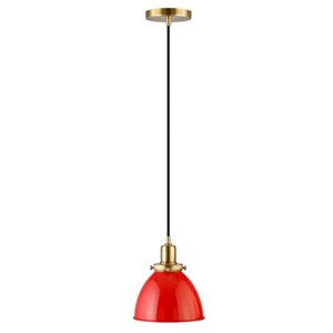 Henn&Hart 8&quot Poppy Red/Brass Metal Pendant