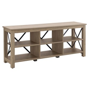 Henn&Hart 58&quot Antiqued Gray Oak/Metal TV Stand