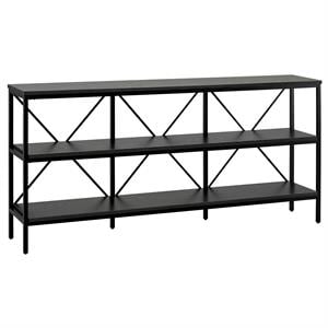 Henn&Hart 64&quot Blackened Bronze/Black Grain Metal Console Table