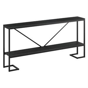 Henn&Hart 64&quot Blackened Bronze/Black Grain Metal Console Table