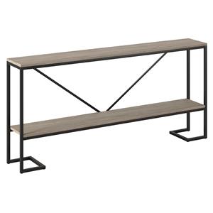 Henn&Hart 64&quot Blackened Bronze/Antiqued Gray Oak Metal Console Table