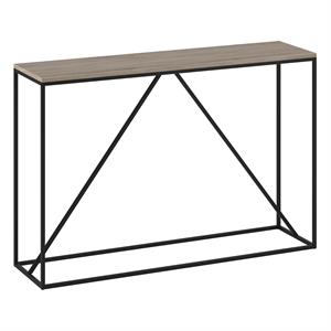 Henn&Hart 45&quot Blackened Bronze/Antiqued Gray Oak Metal Console Table