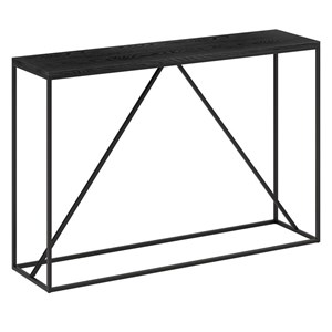 Henn&Hart 45&quot Blackened Bronze/Black Grain Metal Console Table