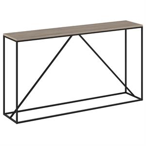 Henn&Hart 55&quot Blackened Bronze/Antiqued Gray Oak Metal Console Table