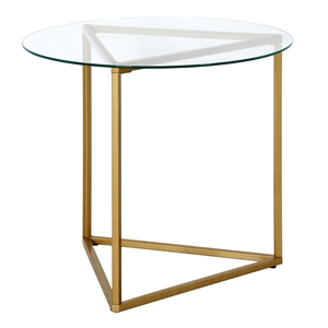 Henn&Hart 24&quot Brass Finish Metal/Glass Side Table