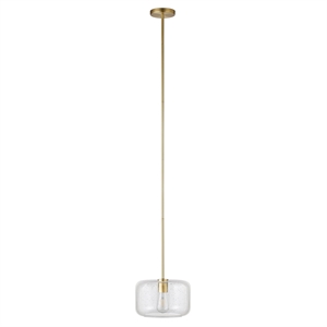 Henn&Hart 11&quot Brushed Nickel Finish Metal/Glass Pendant