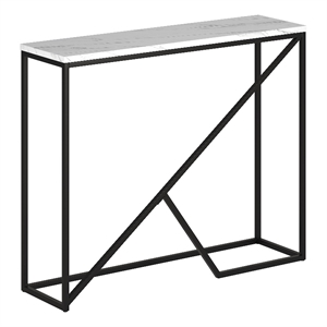 Henn&Hart 36&quot Blackened Bronze/Faux Marble Metal Console Table