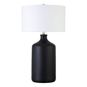 Henn&Hart 16&quot Matte Black Ceramic/Fabric Table Lamp