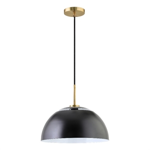 Henn&Hart 16&quot Matte Black/Brushed Brass Metal Pendant