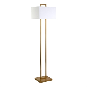 Henn&Hart 14&quot Brass Finish Metal/Fabric Floor Lamp