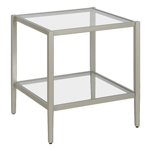 Henn&Hart 20&quot Satin Nickel Square Side Table