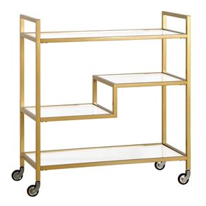 Henn&Hart 33&quot Gold Rectangular Bar Cart