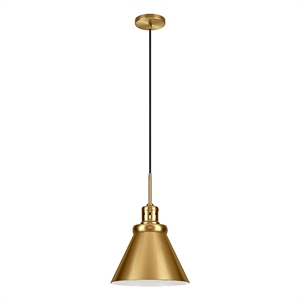 Henn&Hart 17&quot Brushed Brass Cone Pendant