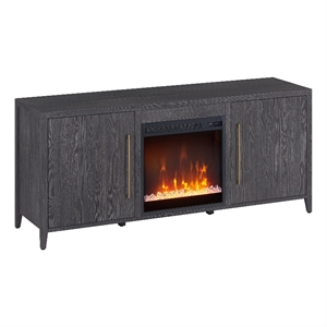 Henn&Hart 58&quot Charcoal Gray TV Stand with Crystal Fireplace