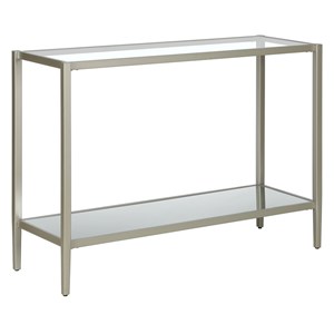 Henn&Hart 42&quot Satin Nickel Finish Metal/Glass Console Table