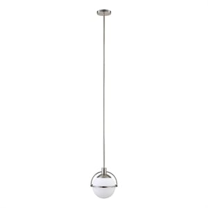 Henn&Hart 9.38&quot Brushed Nickel Metal/Glass Pendant