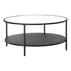 Henn&Hart 36&quot Blackened Bronze Metal/Glass Coffee Table