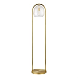 Henn&Hart 14&quot Brushed Brass Finish Metal/Glass Floor Lamp