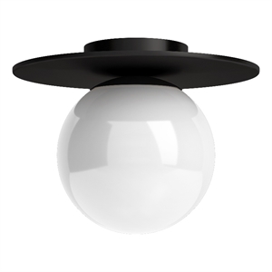 Henn&Hart 12&quot Blackened Bronze Metal/Glass Semi Flush Mount